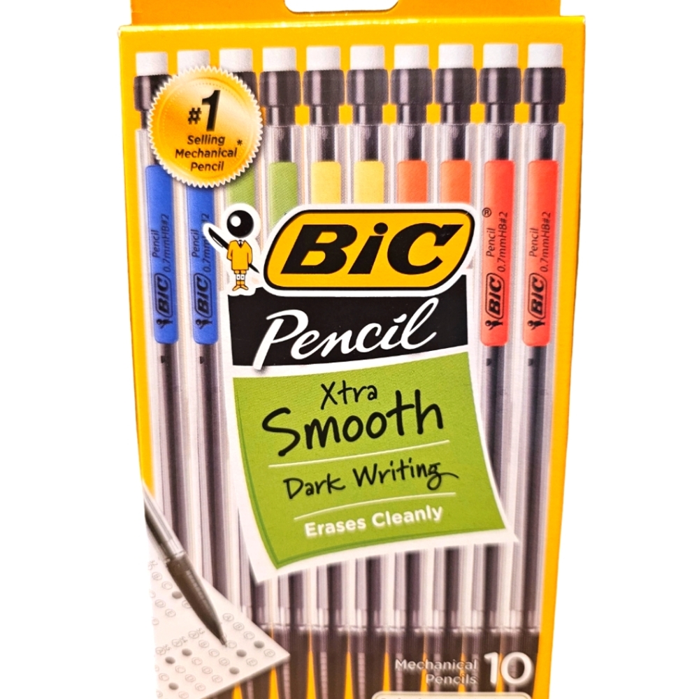 BIC Xtra Smooth 10 count clear mechanical pencils ✏️